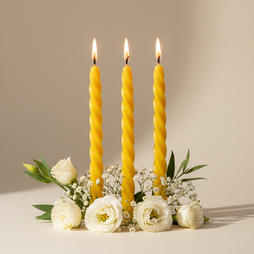 Set of Three Spiral Taper Beeswax Candles – Perfect Catholic Gifts for Your Home Altar