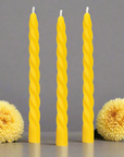 Set of Three Spiral Taper Beeswax Candles – Perfect Catholic Gifts for Your Home Altar