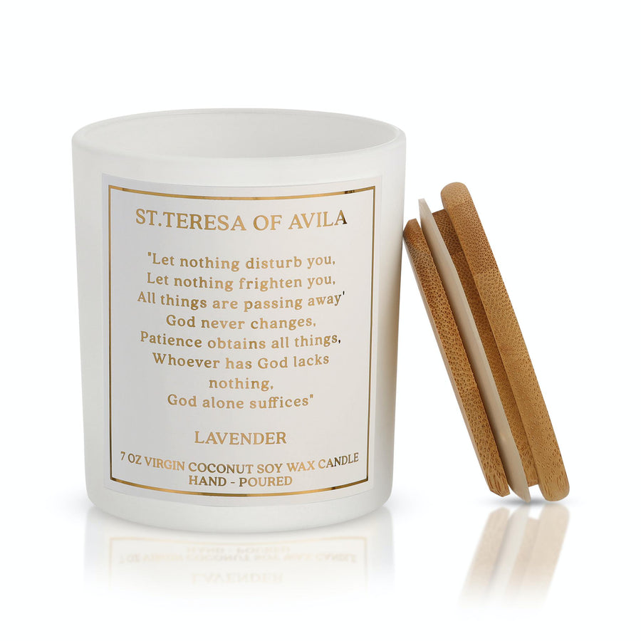 St. Teresa of Avila Lavender Prayer Candle
