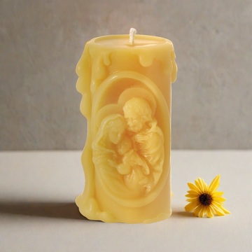 holy family beeswax candle