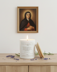 Vela Católica de Oración Perfumada - Vela Religiosa con Oración de Santa Teresa, Aroma a Lavanda, 7oz