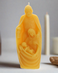 Large bees wax holy family candle for catholic prayer and devotion. Religious candles.