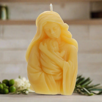 100% Beeswax candle Virgin Mary and Child Torso