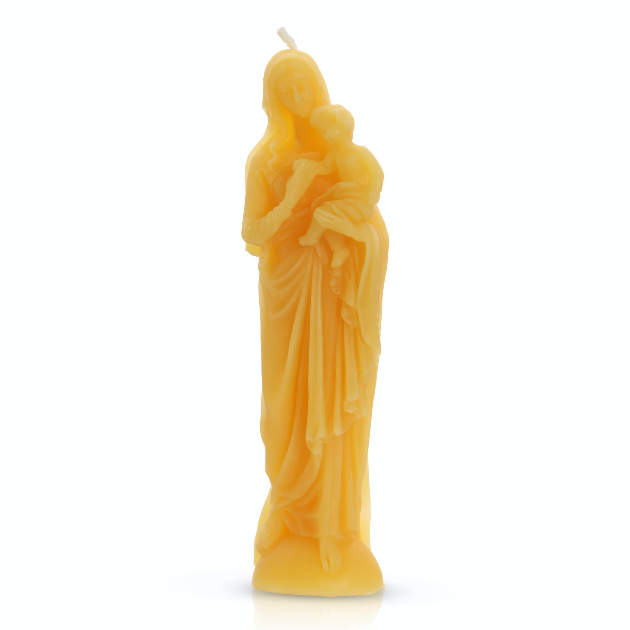 100% Beeswax Pillar Candle Virgin Mary and Child