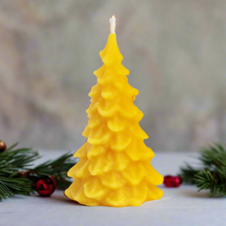 Christmas pine tree 100% beeswax candle for gift