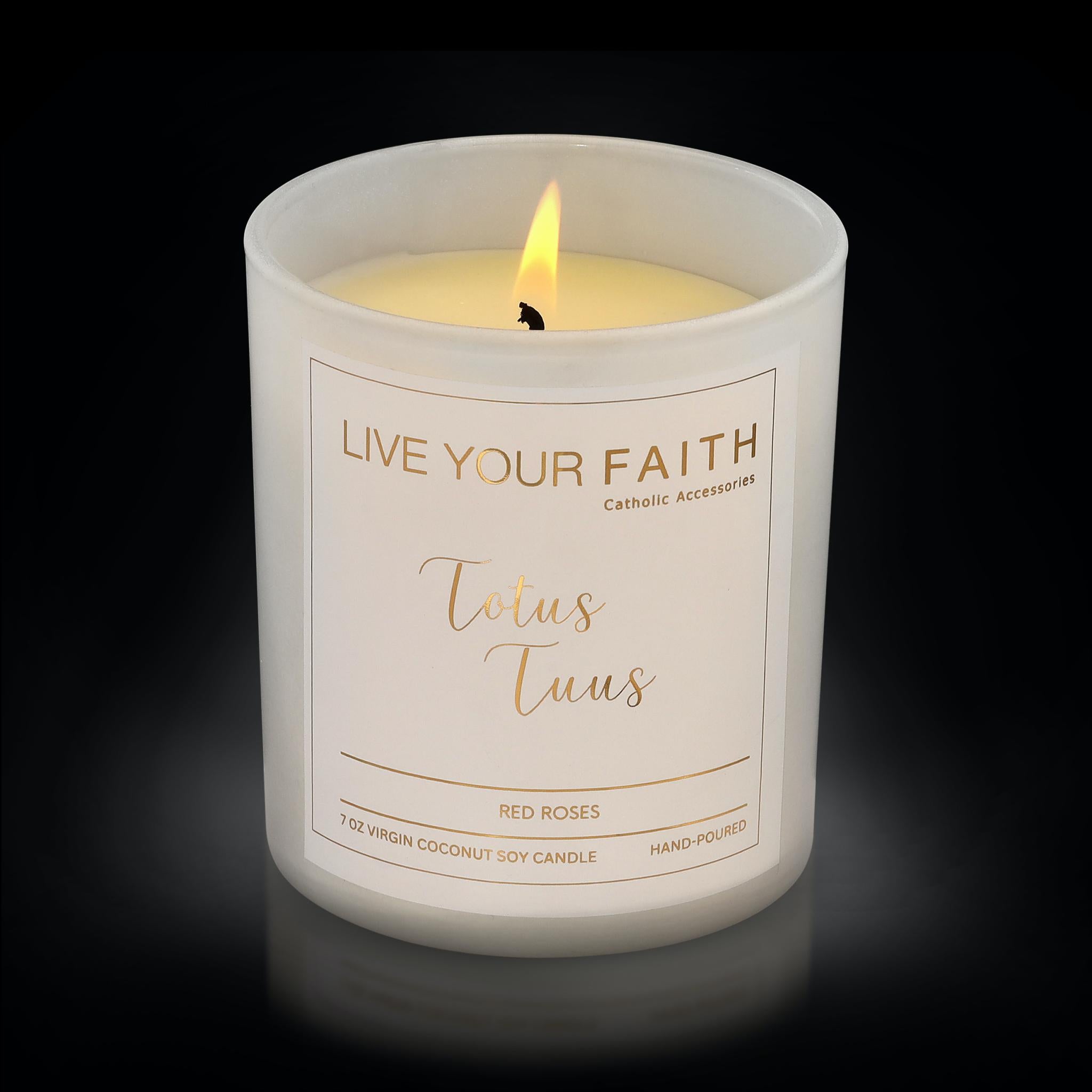 Totus Tuus Catholic Candle Red Rose scent