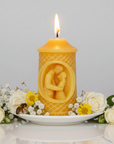 100% Pure Catholic Prayer Beeswax Candle – Couple Embrace Design