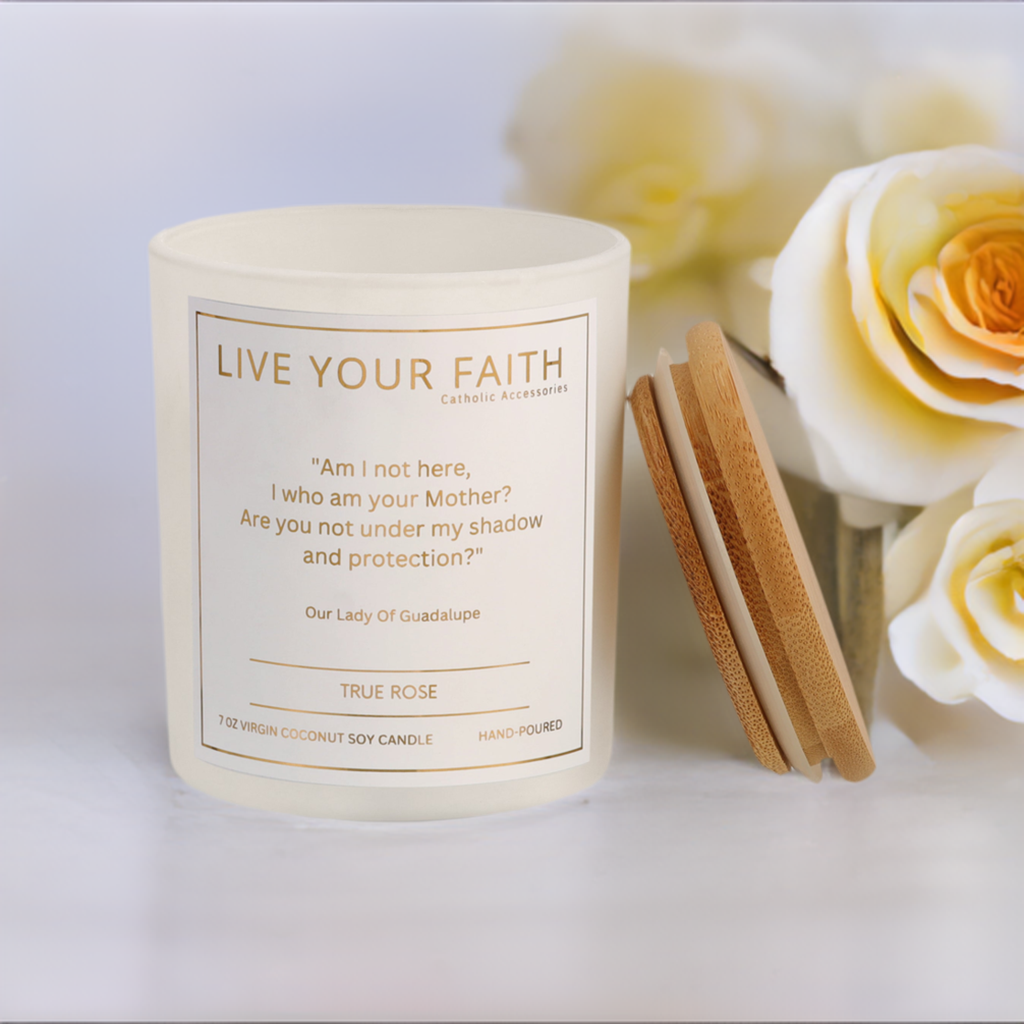 Our Lady of Guadalupe candle Scented prayer candle in true rose