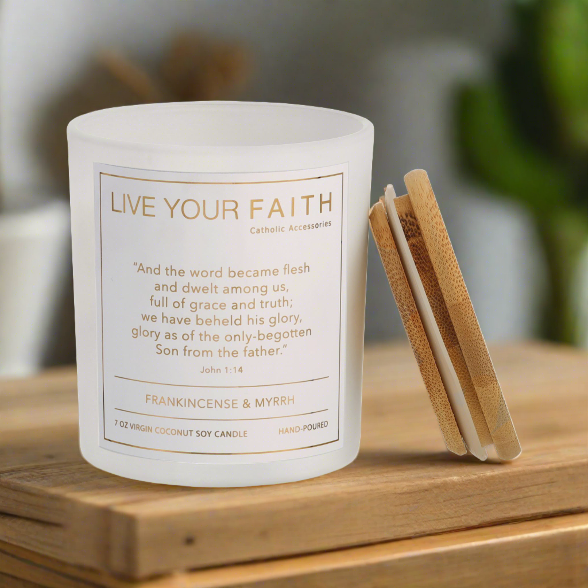 Catholic Prayer Candle John 1:14 - Frankincense and Myrrh
