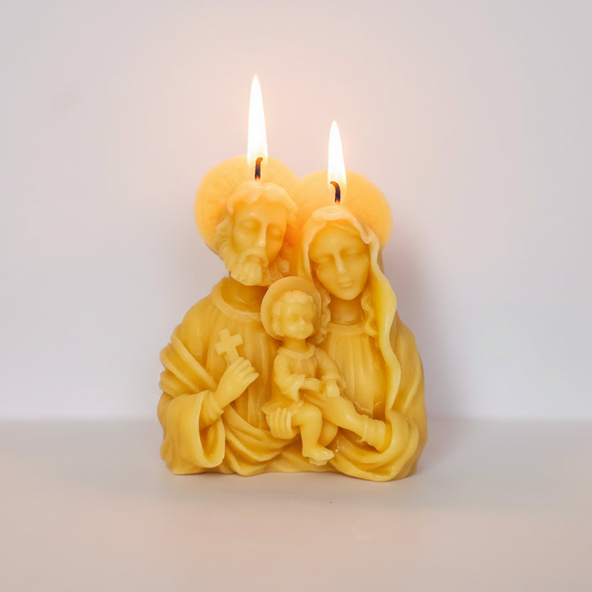 100% beeswax candle Holy family torso with child Jesus