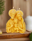 100% pure beeswax candle in the shape of the holy family