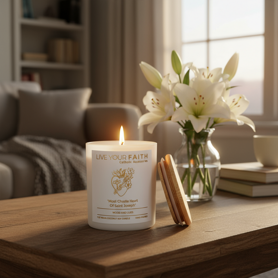 Catholic Scented Prayer candle of the Month Subscription - Saint Joseph for November- Patron of a Happy Death
