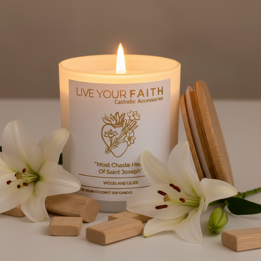 Catholic Scented Prayer candle of the Month Subscription - Saint Joseph for November- Patron of a Happy Death
