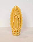 100% pure beeswax candle with the image of Our Lady of guadalupe.Handpoured