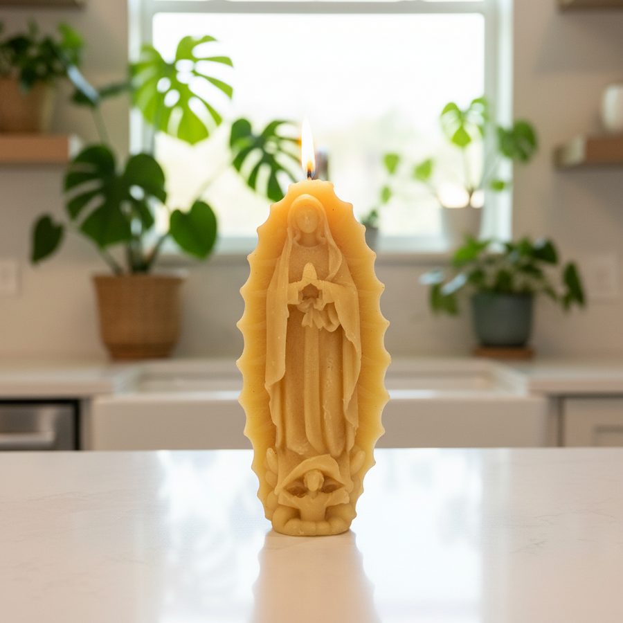 Our Lady of Guadalupe Candle – Hand-Poured 100% Pure Beeswax