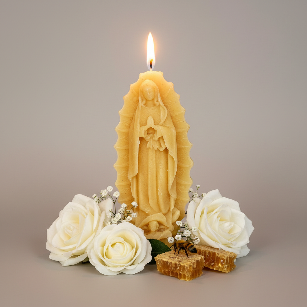 Our Lady of Guadalupe Candle – Hand-Poured 100% Pure Beeswax