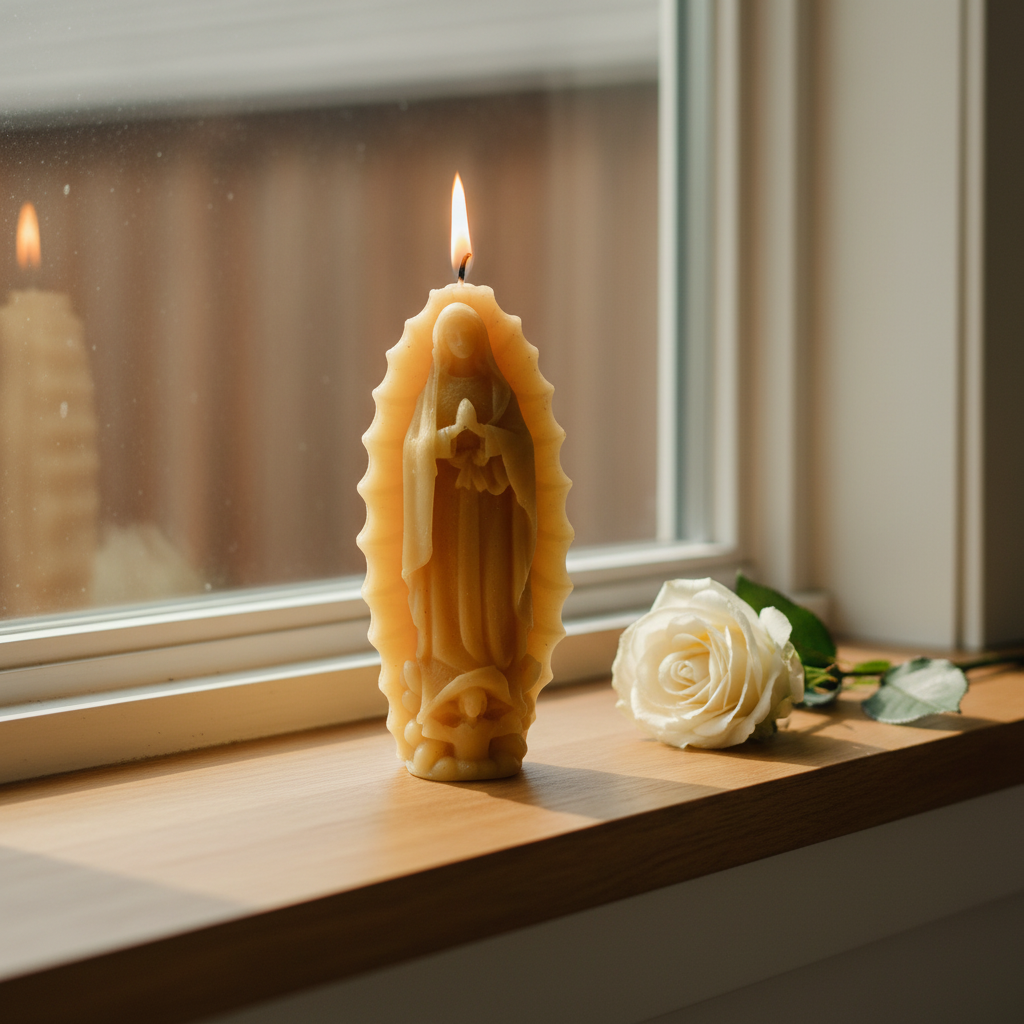Our Lady of Guadalupe Candle – Hand-Poured 100% Pure Beeswax