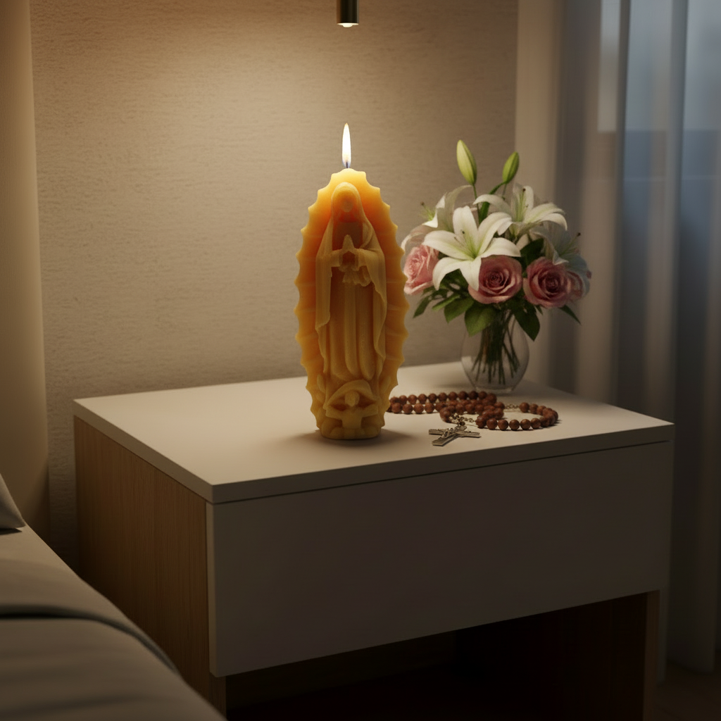 Our Lady of Guadalupe Candle – Hand-Poured 100% Pure Beeswax