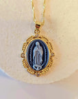 our lady of Guadalupe blue cameo necklace