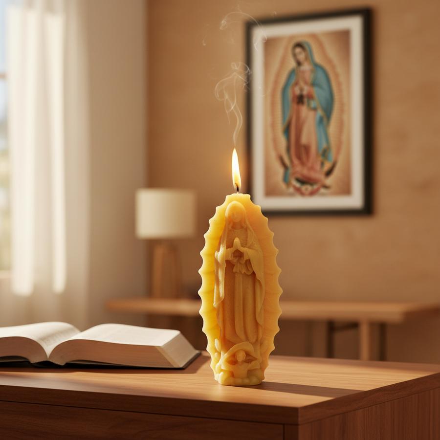 Our Lady of Guadalupe Candle – Hand-Poured 100% Pure Beeswax