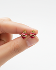 Sacred Heart Stud Earrings – Gold-Filled with Red Enamel