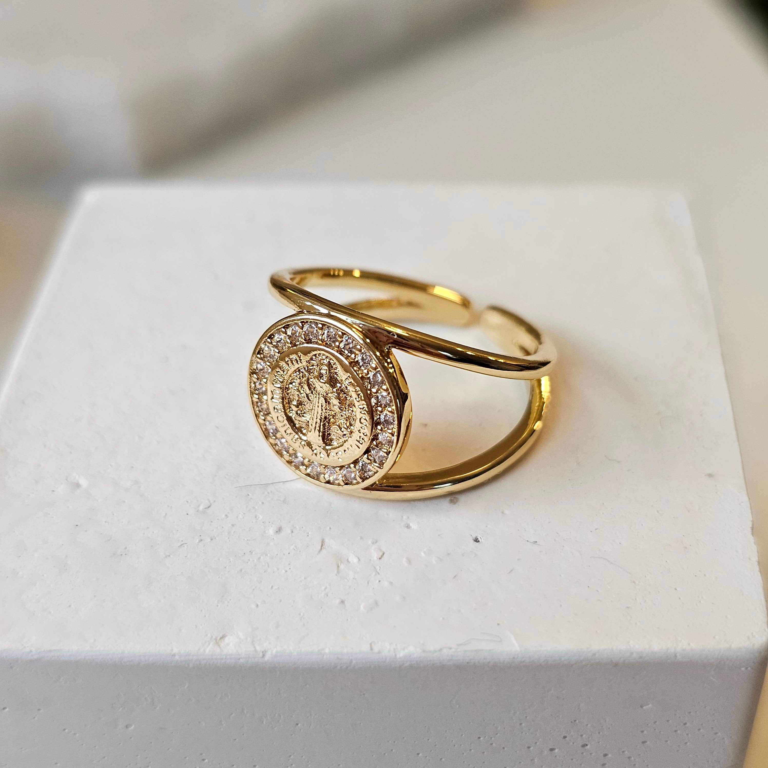 Saint Benedict catholic ring gold filled