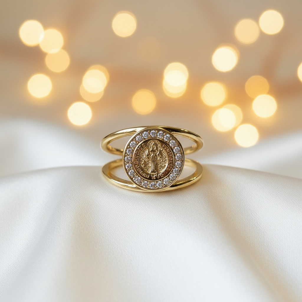 Saint Benedict Gold Filled Adjustable Ring