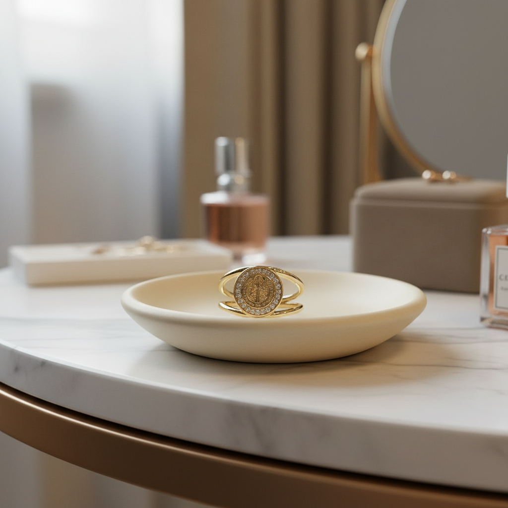 Saint Benedict Gold Filled Adjustable Ring