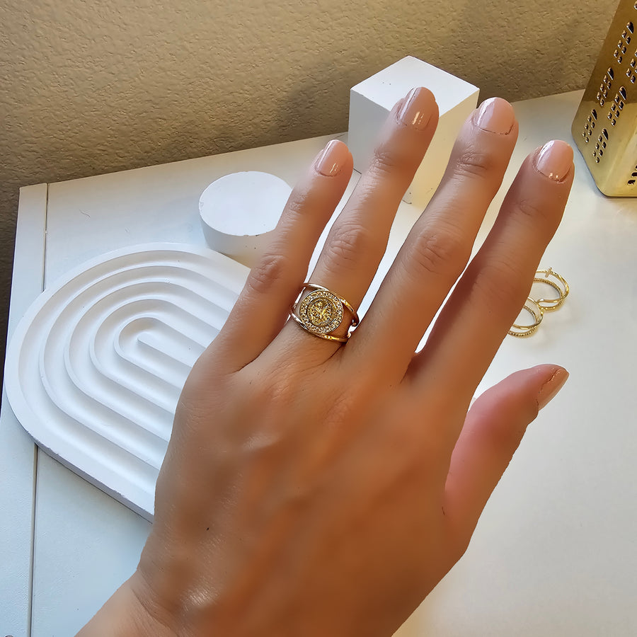 Saint Benedict Ring on a hand-Gold Filled Catholic ring