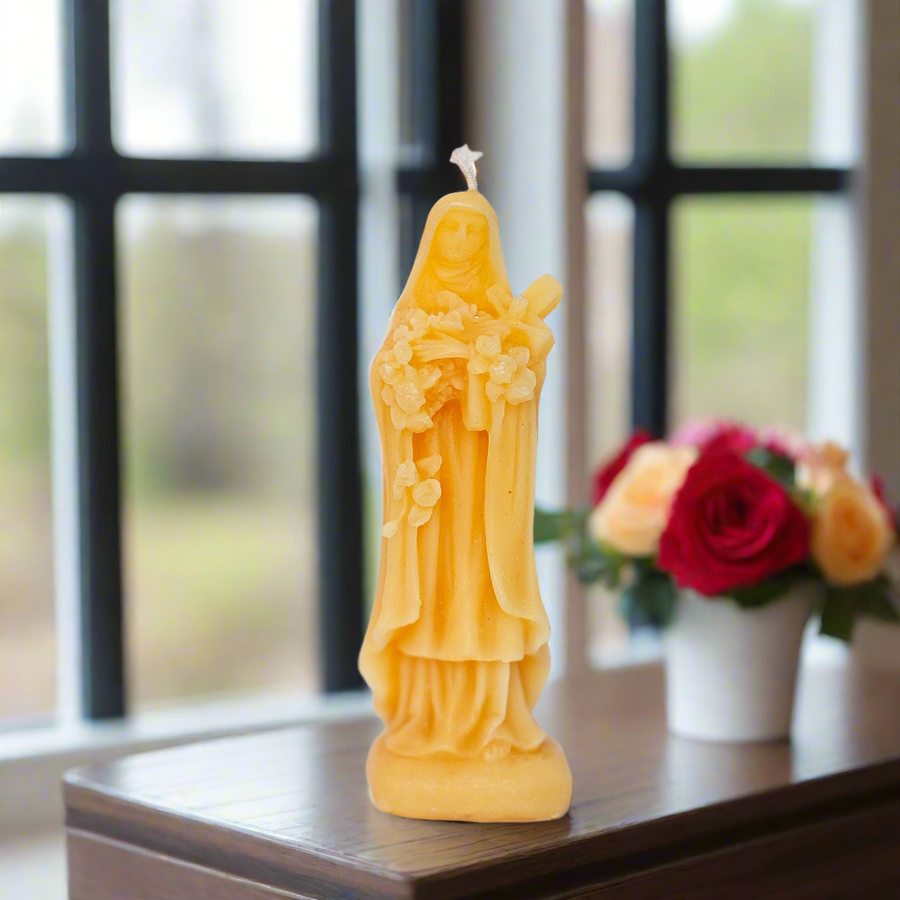 Saint Thérèse, The Little Flower Candle – Hand-Poured 100% Pure Beeswax