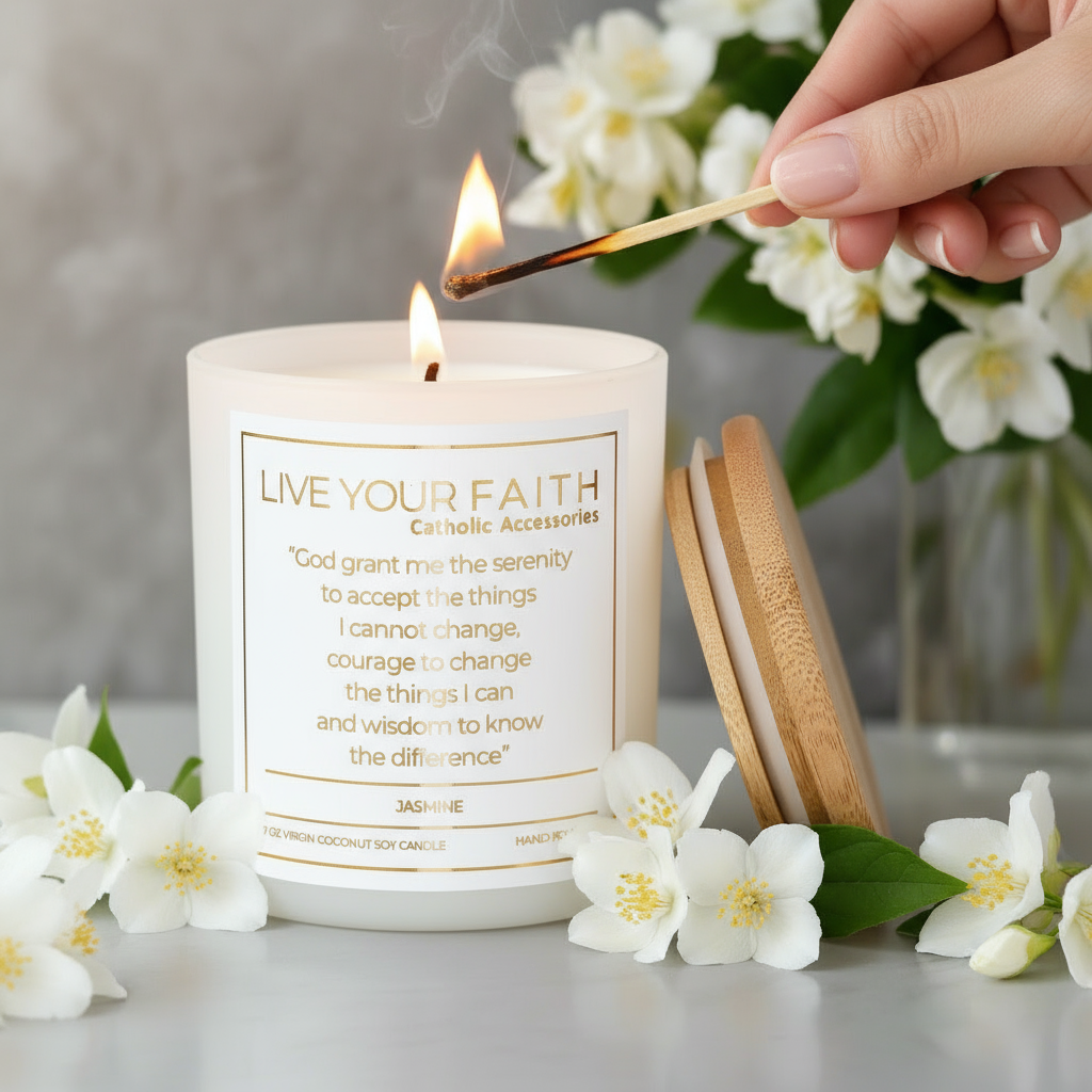 Serenity Prayer Scented Prayer Candle - Catholic Prayer Candle - Religious Candles