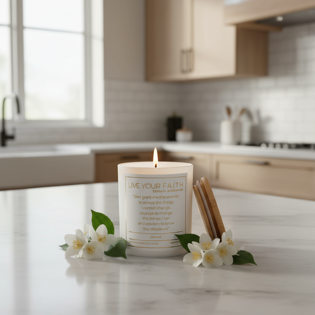 Serenity Prayer Scented Prayer Candle - Catholic Prayer Candle - Religious Candles
