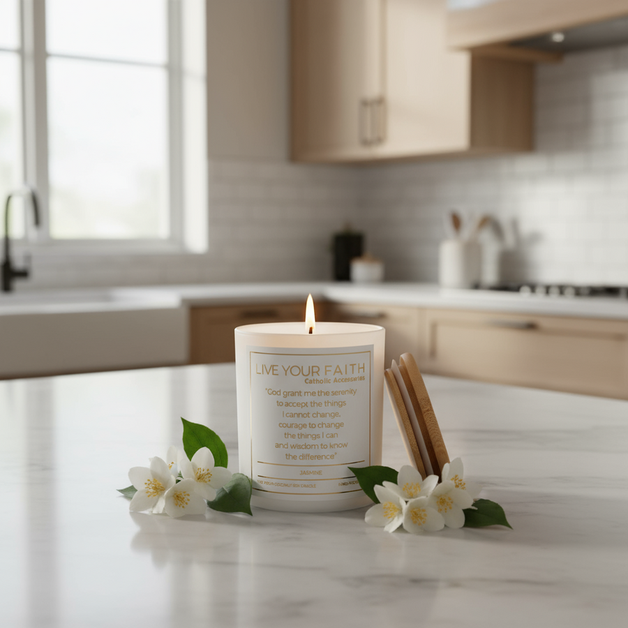 Serenity Prayer Scented Prayer Candle - Catholic Prayer Candle - Religious Candles