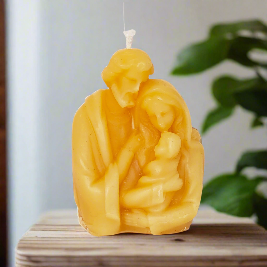 100% pure beeswax candle small holy family torso