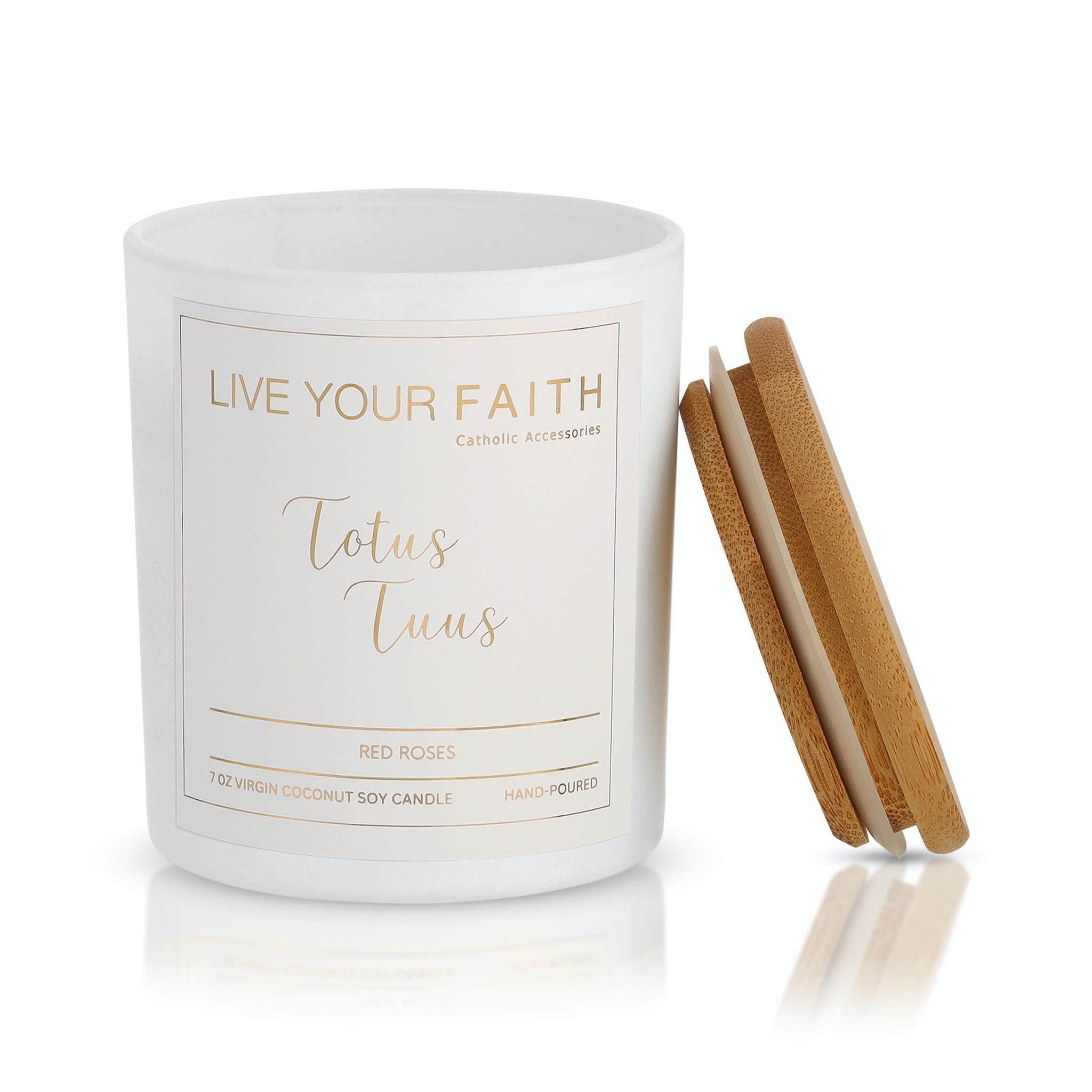 Totus Tuss rose scent catholic prayer candle