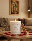 Catholic Prayer Candle, "Totus Tuus", Red Rose Scent