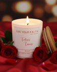 Catholic Prayer Candle, "Totus Tuus", Red Rose Scent