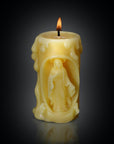 100% beeswax candle with carve image of Virgin Mary