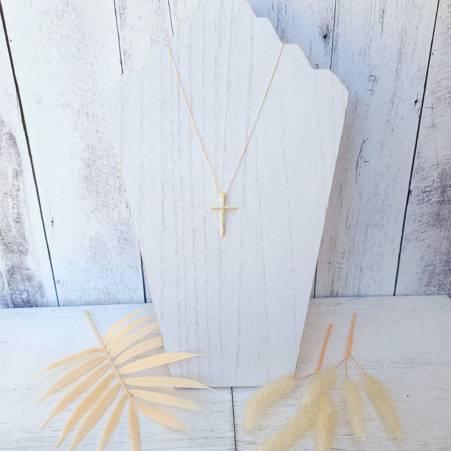 Cross Necklace in Gold Filled with Cubic Zirconia