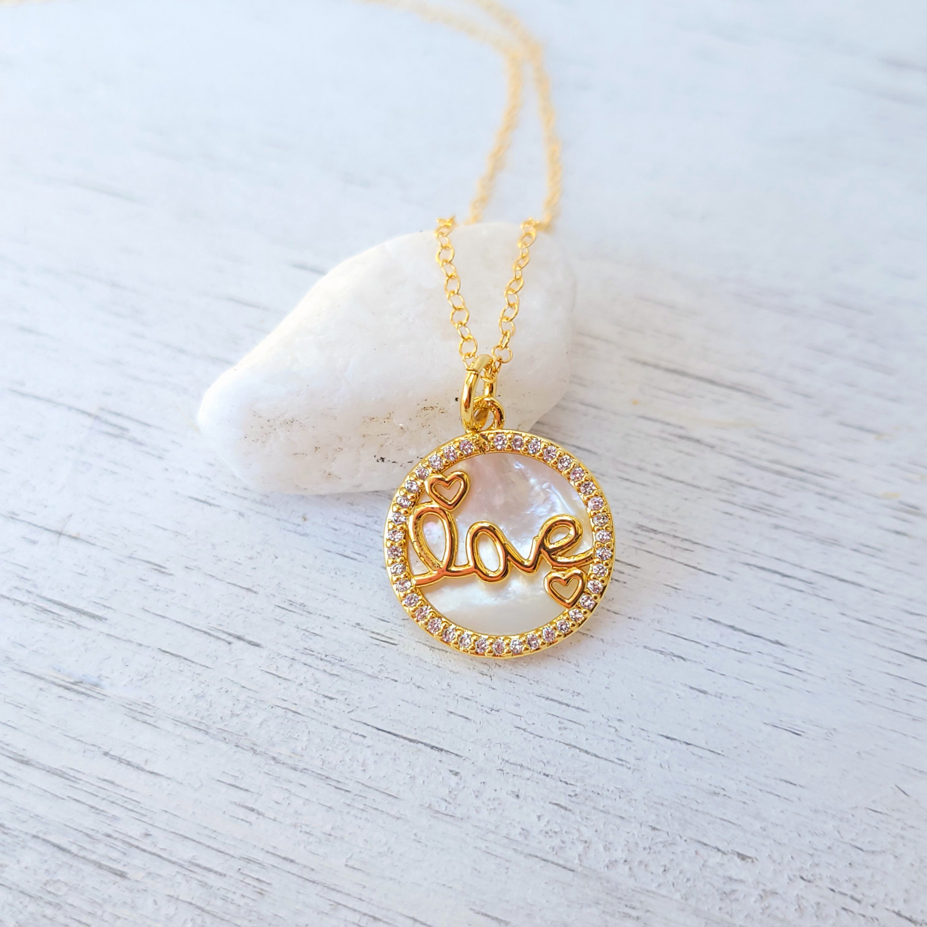 Love Necklace in Gold Filled with Mother Of Pearl