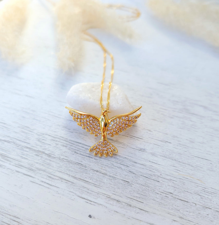 Gold Plated Sterling Silver Filigree Dove Pendant Necklace - Gold Divine  Dove | NOVICA