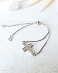 Pulsera Ajustable Cruz Plata