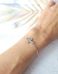 Silver Cross Adjustable Bracelet