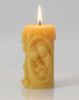 Holy Family Beeswax pillar candle on white background