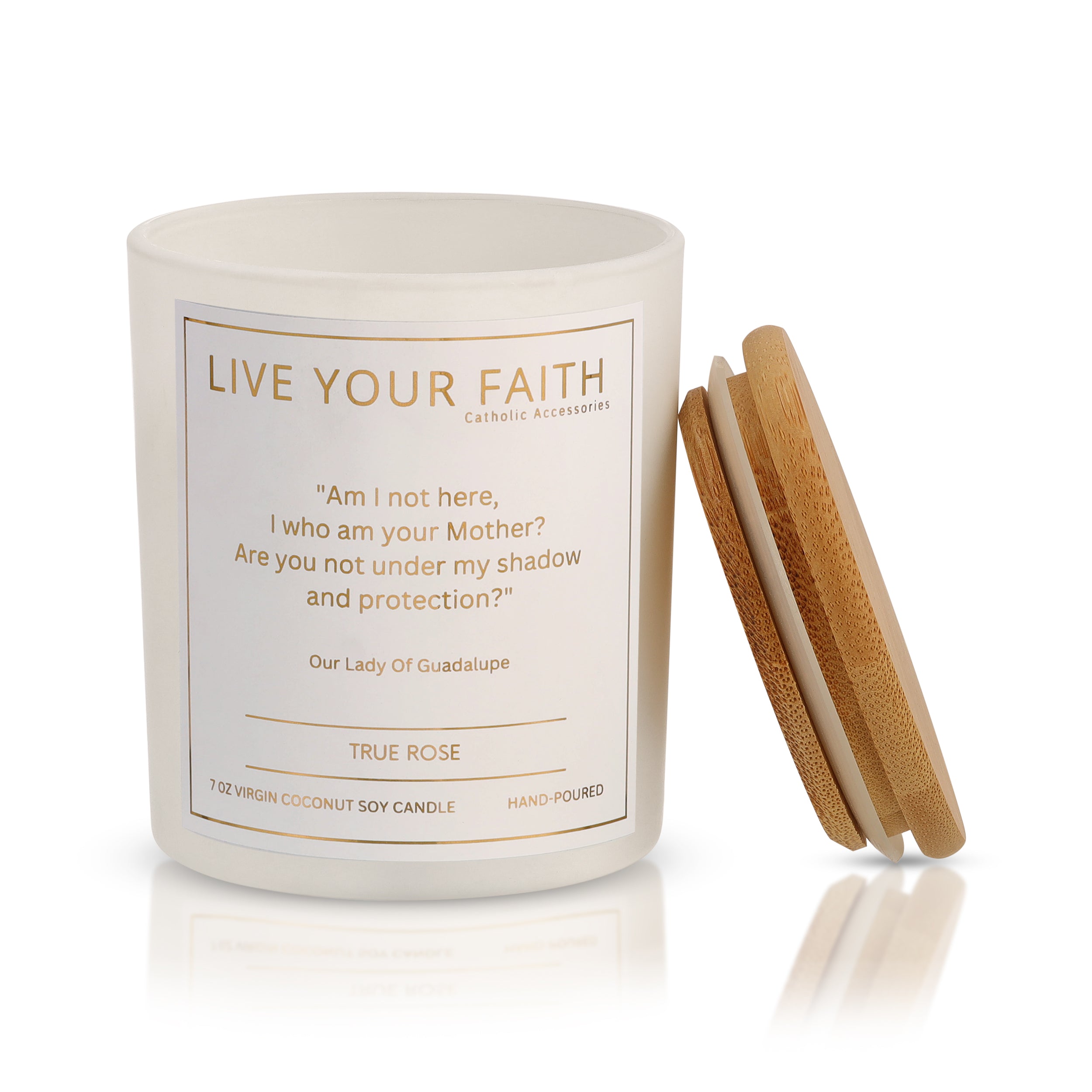 Our Lady of Guadalupe Catholic Prayer Candle in True Rose