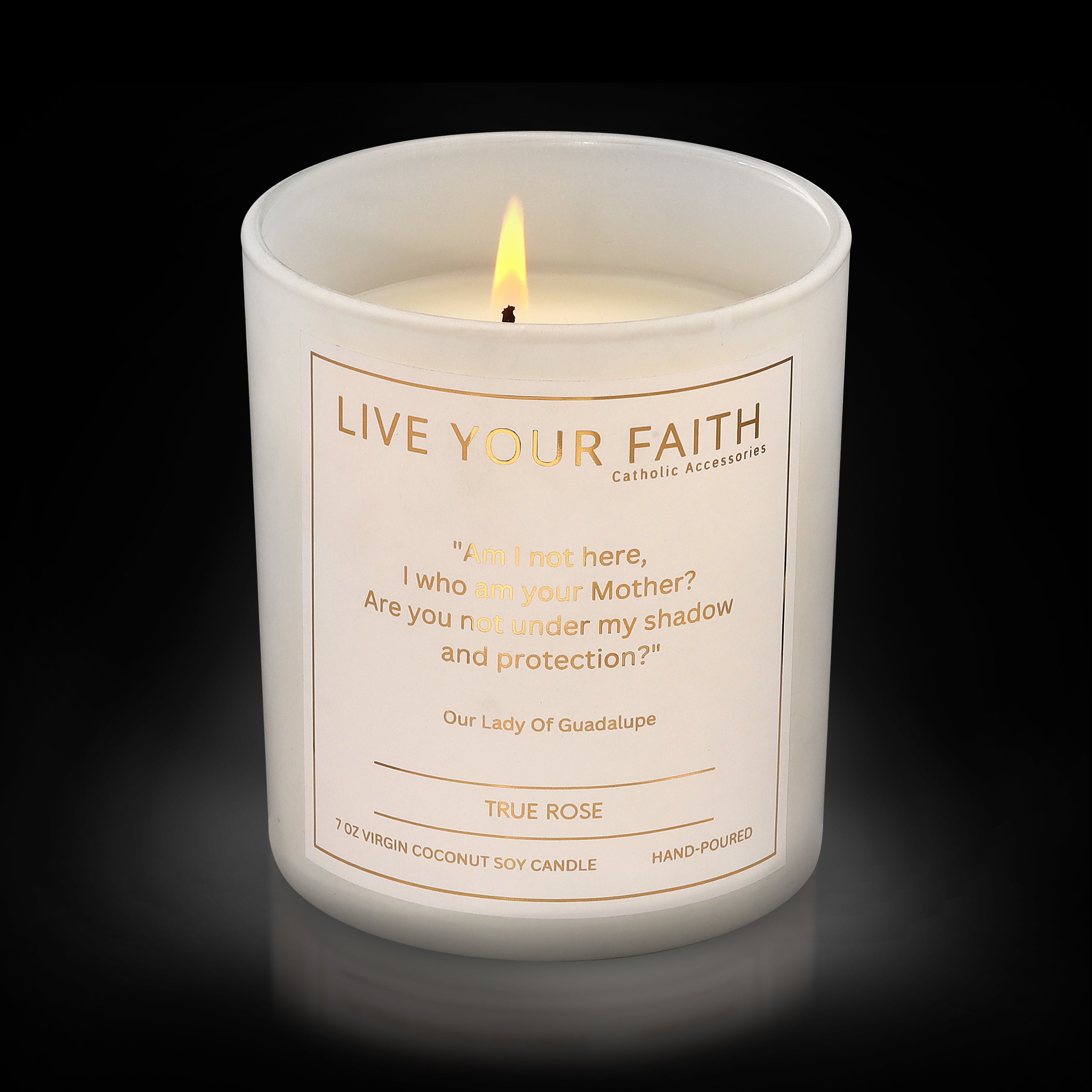 Our Lady of Guadalupe Prayer candle in true rose